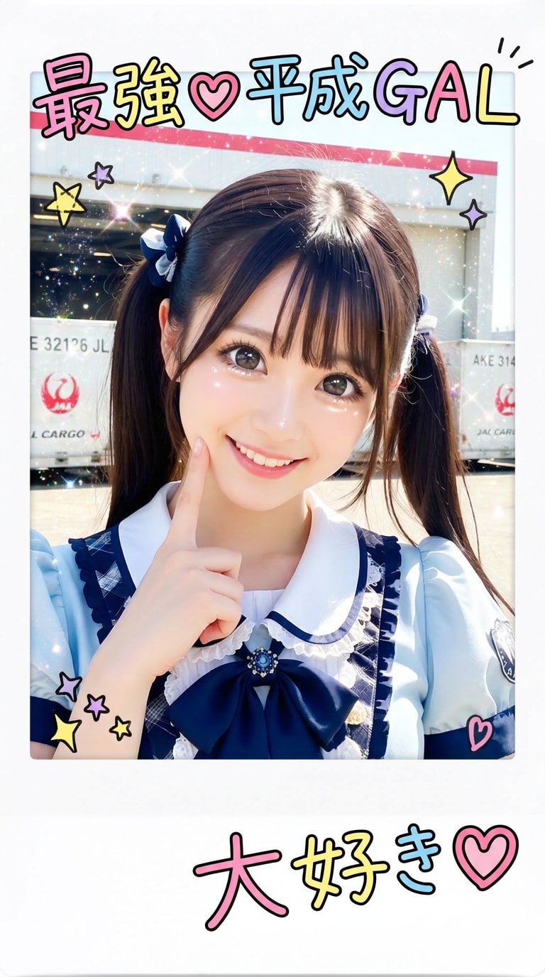 王道盛れ顔の平成プリクラ風AI画像
