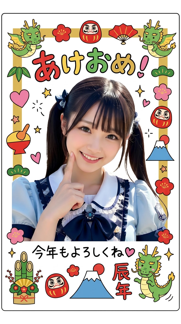 年賀状アレンジ向けのプリクラ風シール
