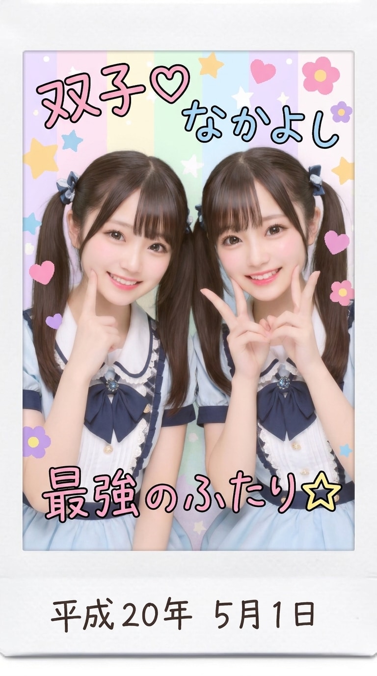 双子・姉妹・相棒向けのプリクラ風画像