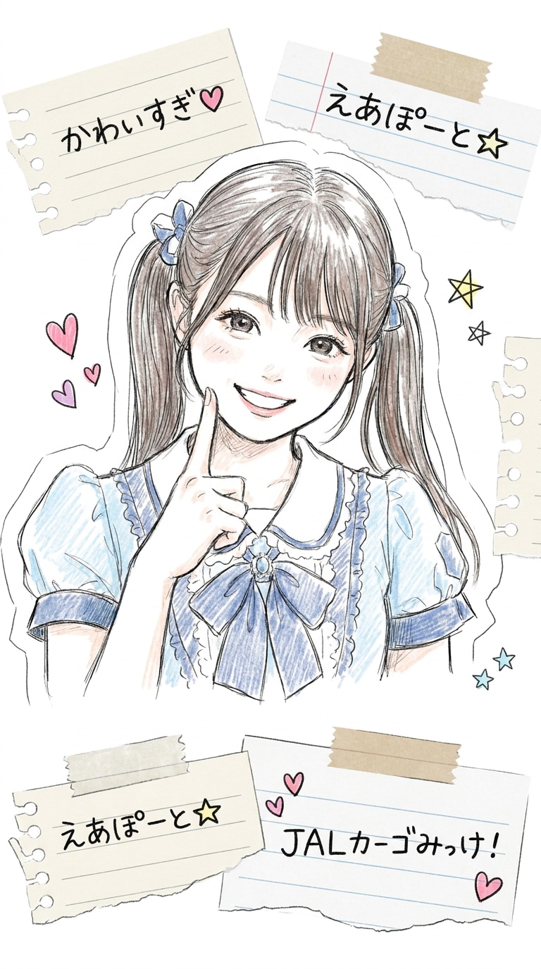 ラフ線画のプリクラ風イラスト