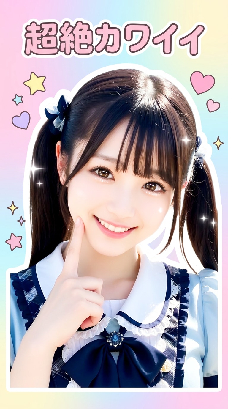 白フチ・白飛びのプリクラ風加工例