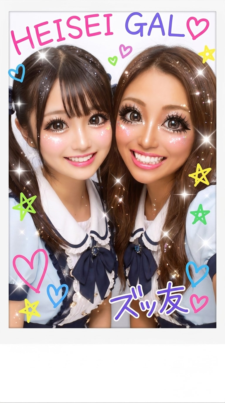 ギャル盛れデカ目の平成プリクラ風AI画像