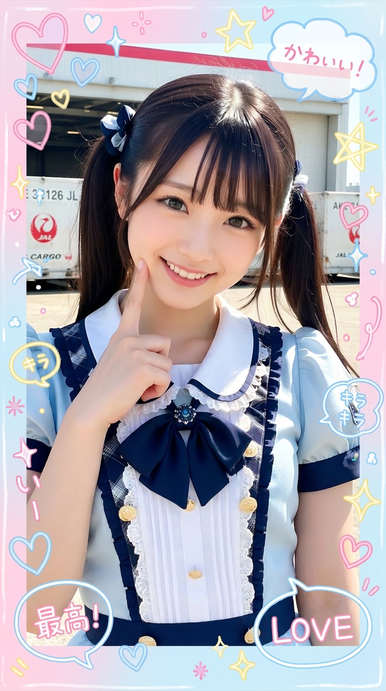 ハート落書きフレームのプリクラ風画像
