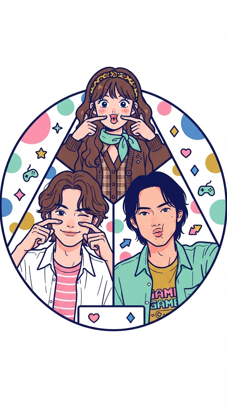 3人色違い服AIアイコンプロンプト