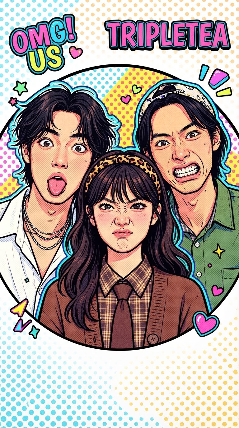 3人グループ変顔AIアイコンプロンプト
