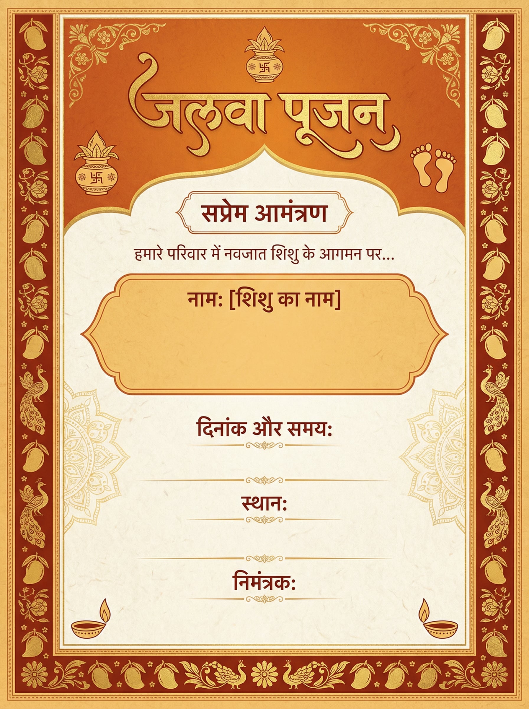 Hindi Stylish Jalwa Pujan Card