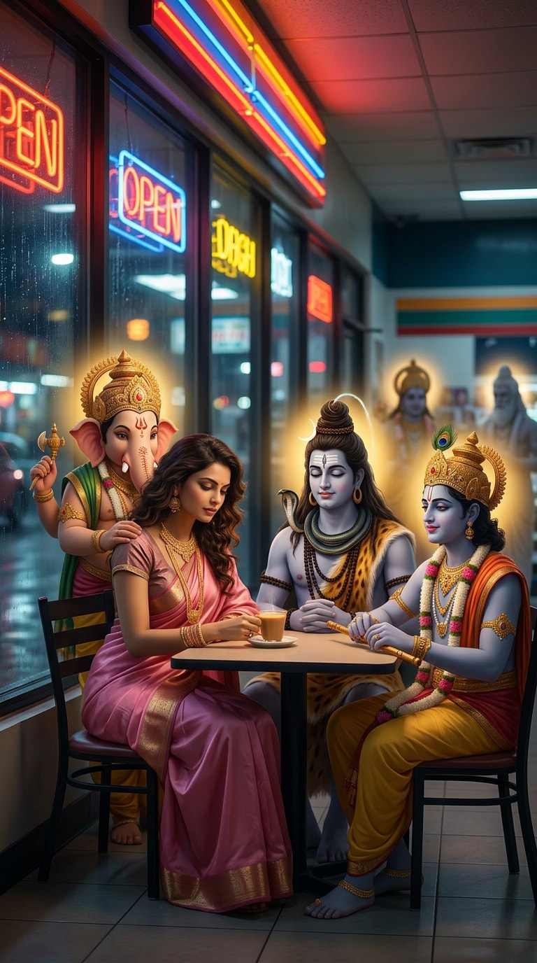 Hindu mythology AI art prompt with sacred deities