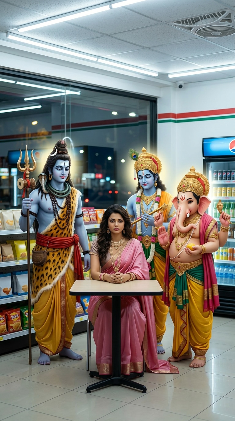 Respectful Hindu deities AI prompt with traditional iconography
