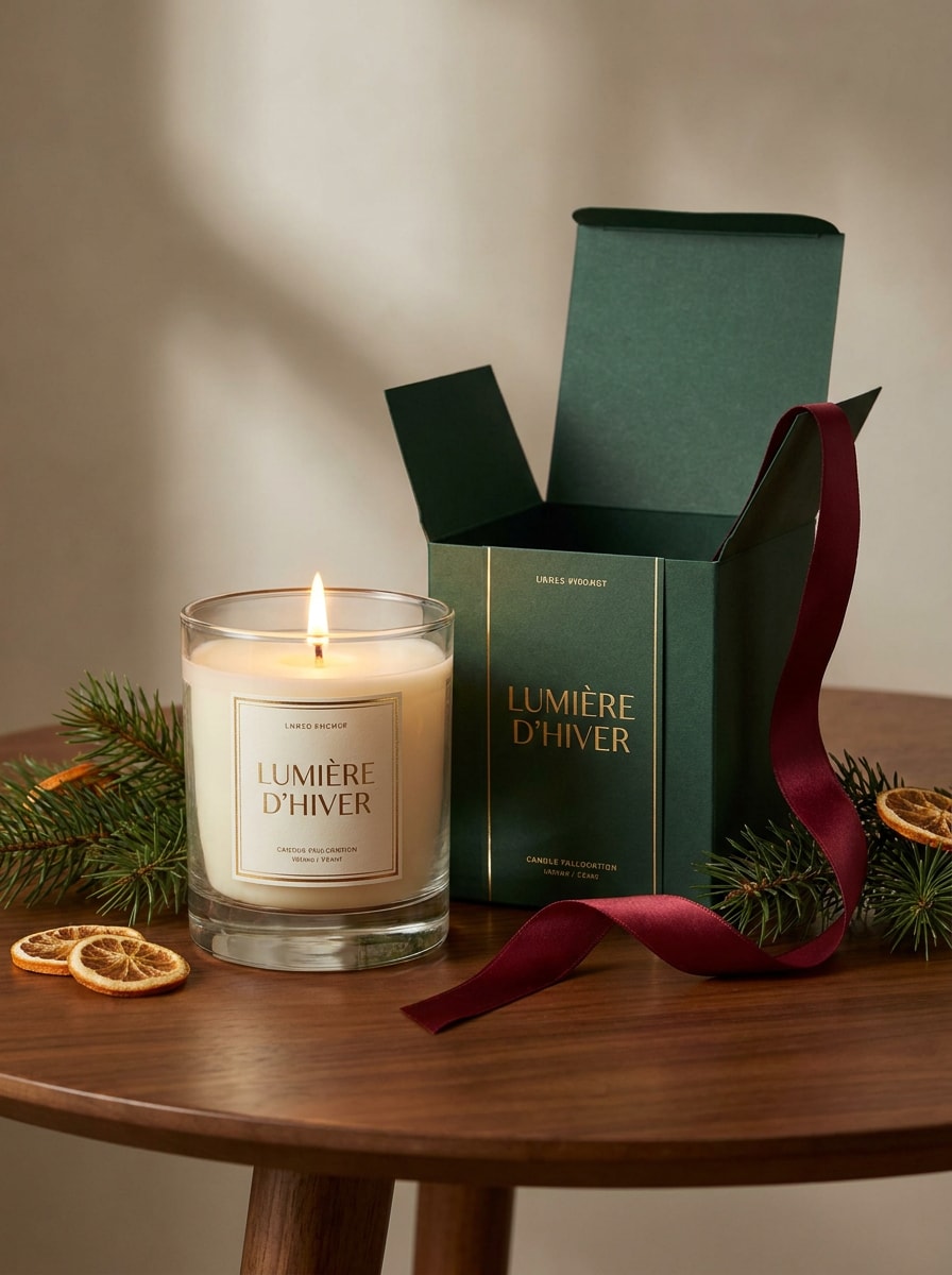 Holiday Gift Candle Mockup