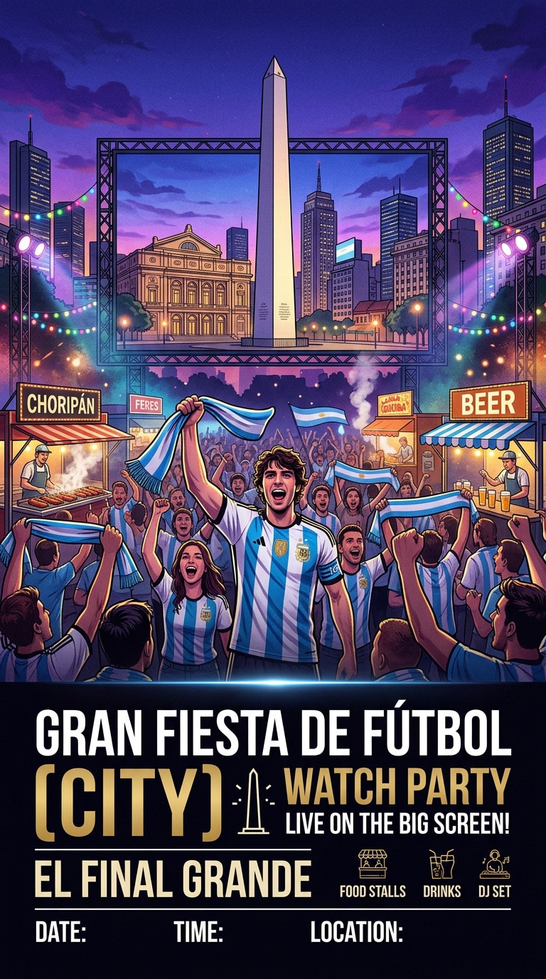 City watch party football poster prompt