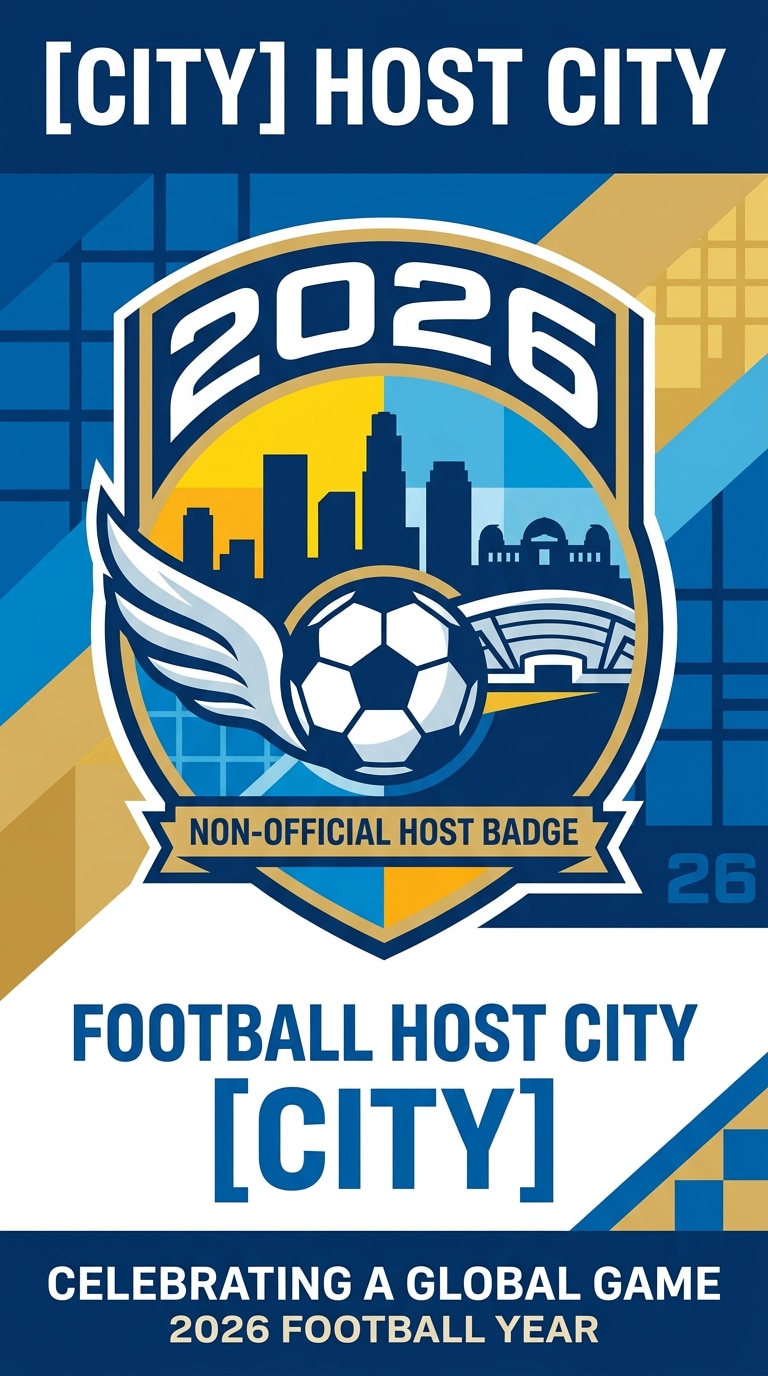 Host city football badge poster prompt