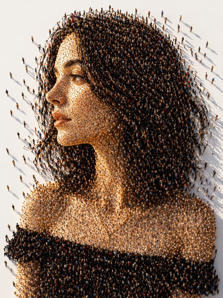 Human mosaic portrait prompt result