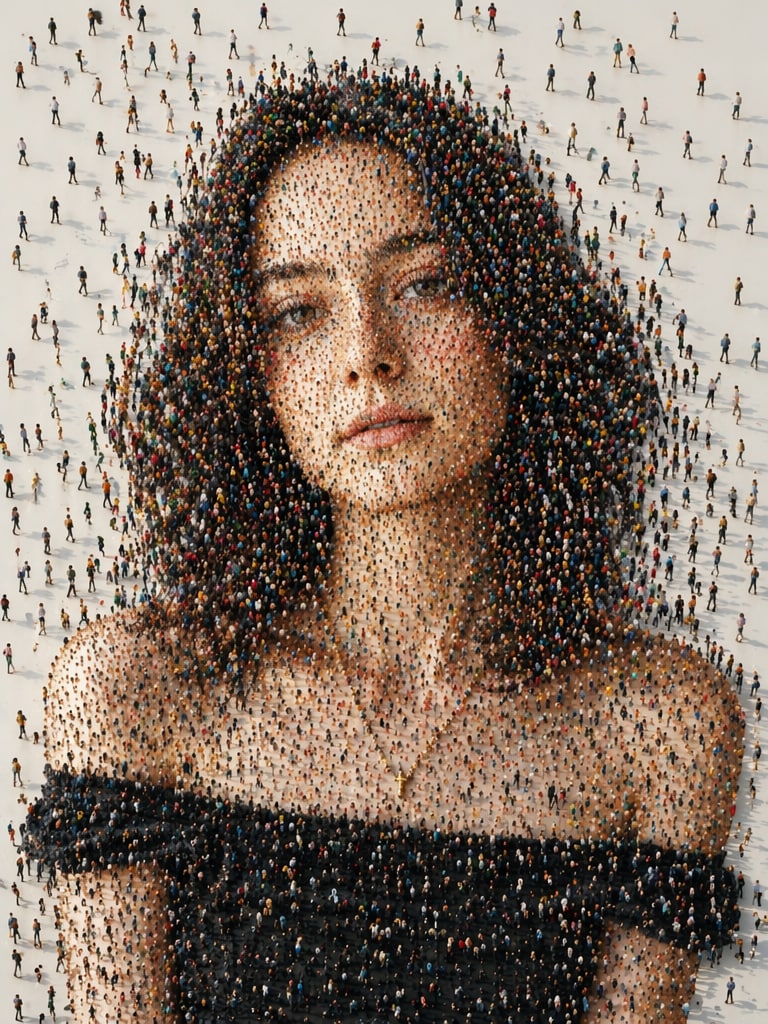 Human Connection AI Artwork human mosaic portrait prompt