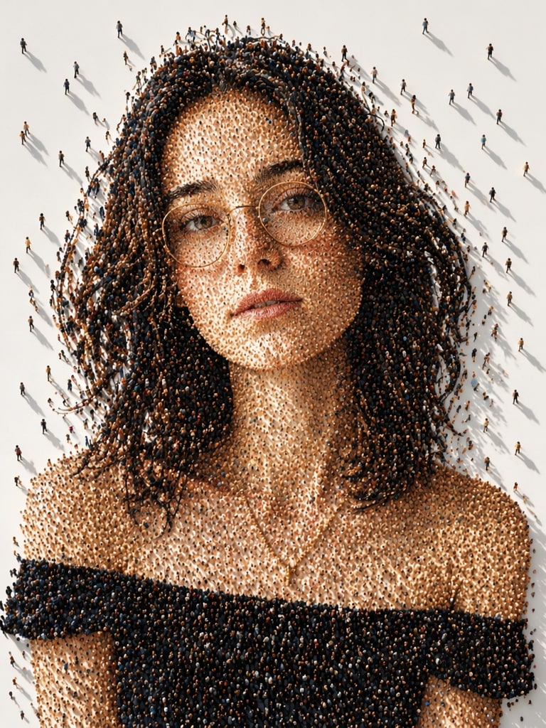 Editorial Crowd Portrait human mosaic portrait prompt