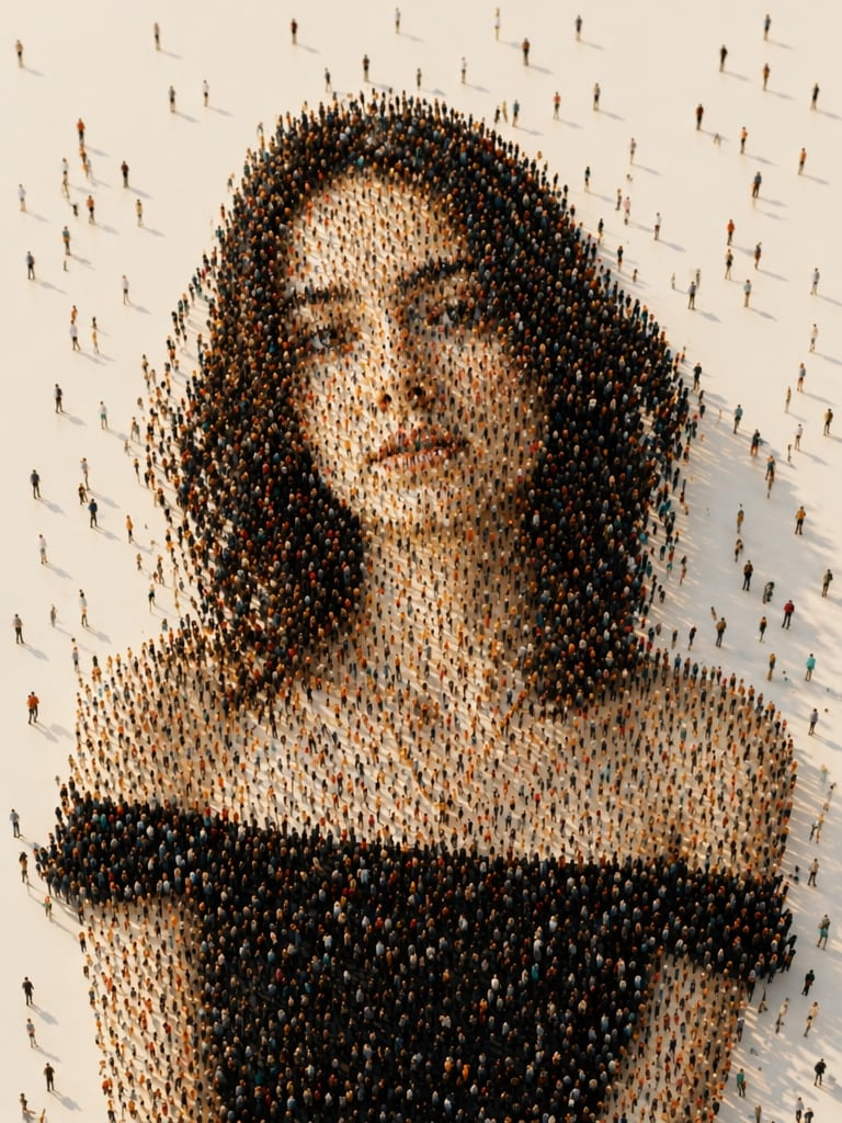 Surreal Human Silhouette Effect human mosaic portrait prompt