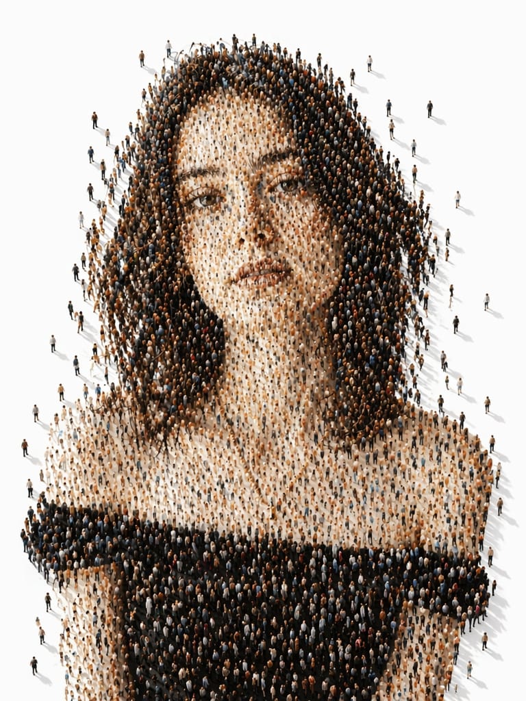 Minimal White Background Mosaic human mosaic portrait prompt