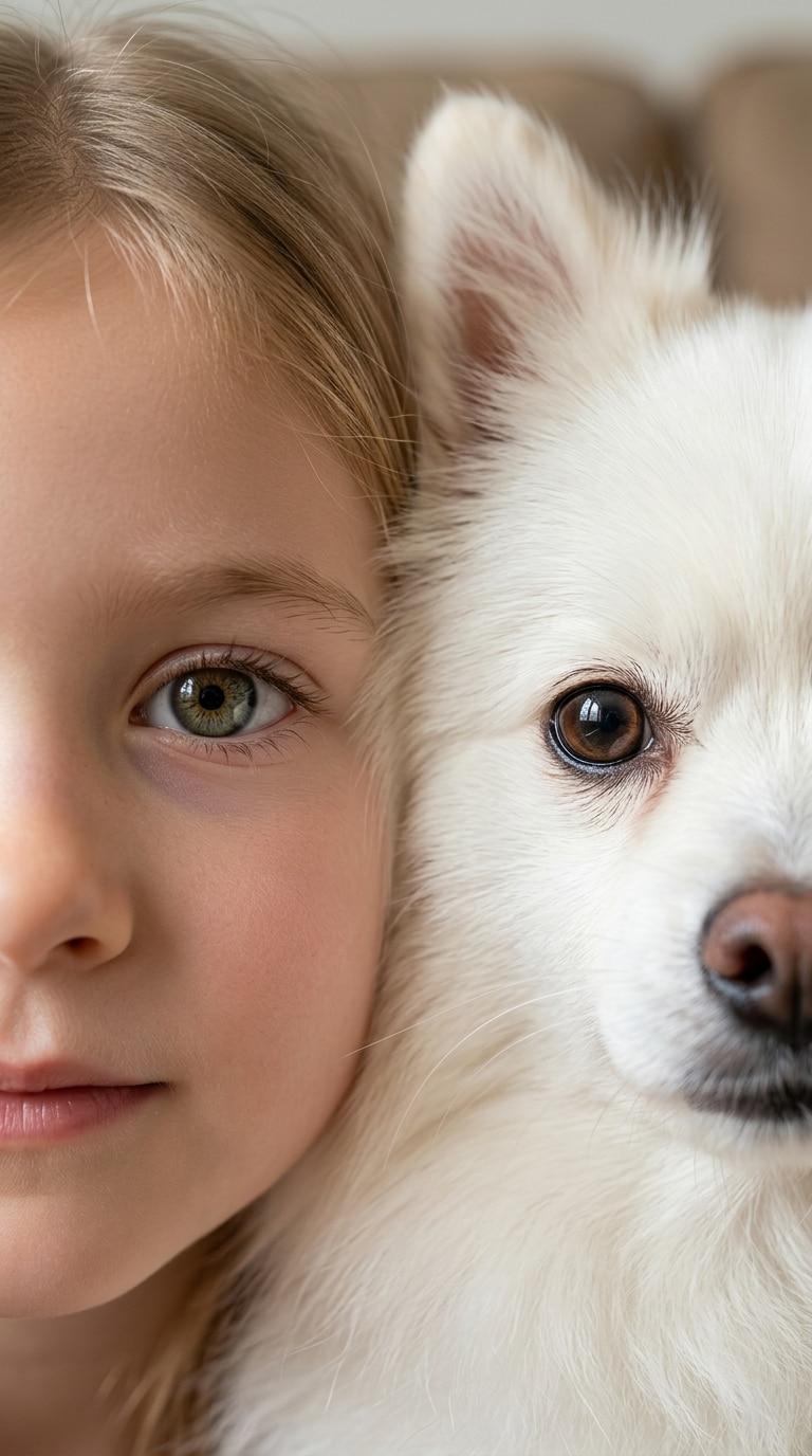 Human and dog face close-up AI portrait prompt result