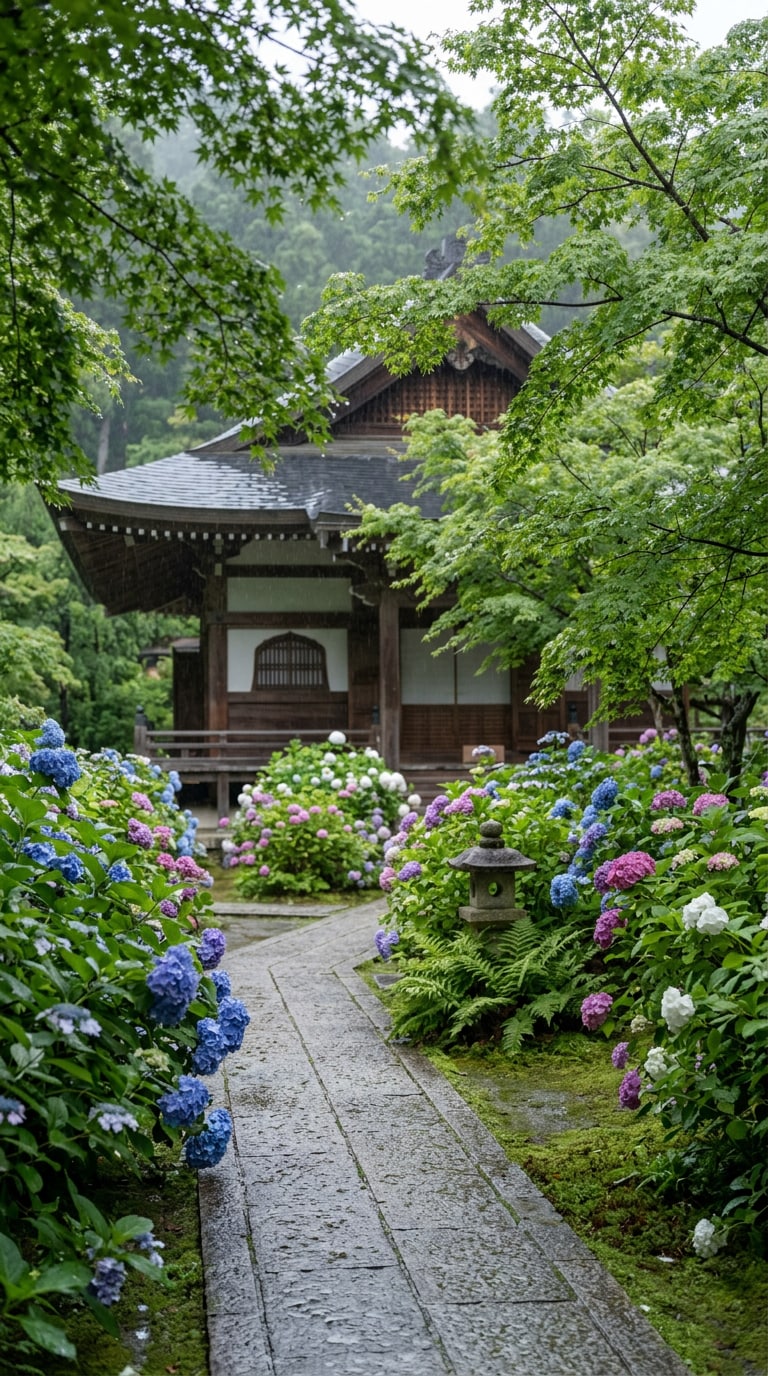 紫陽花寺の静かな風景フォト風
