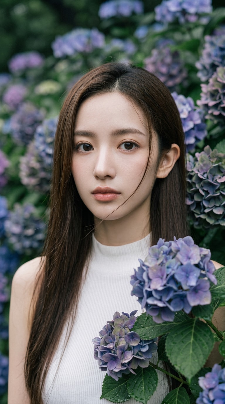 紫陽花の透明感あふれるクローズアップ風