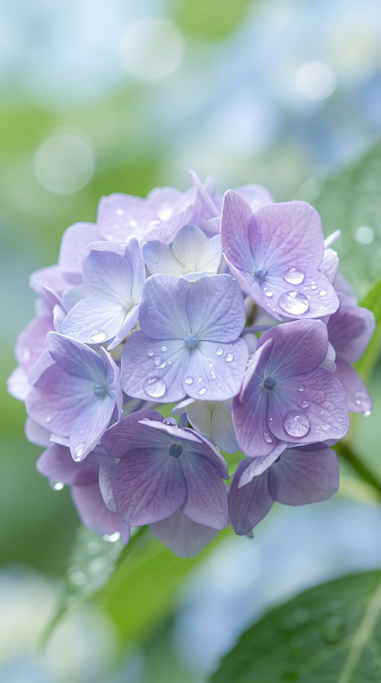 やさしい曇り空の紫陽花スナップ風
