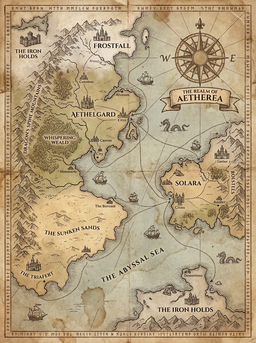 Illustrated Fantasy World Map