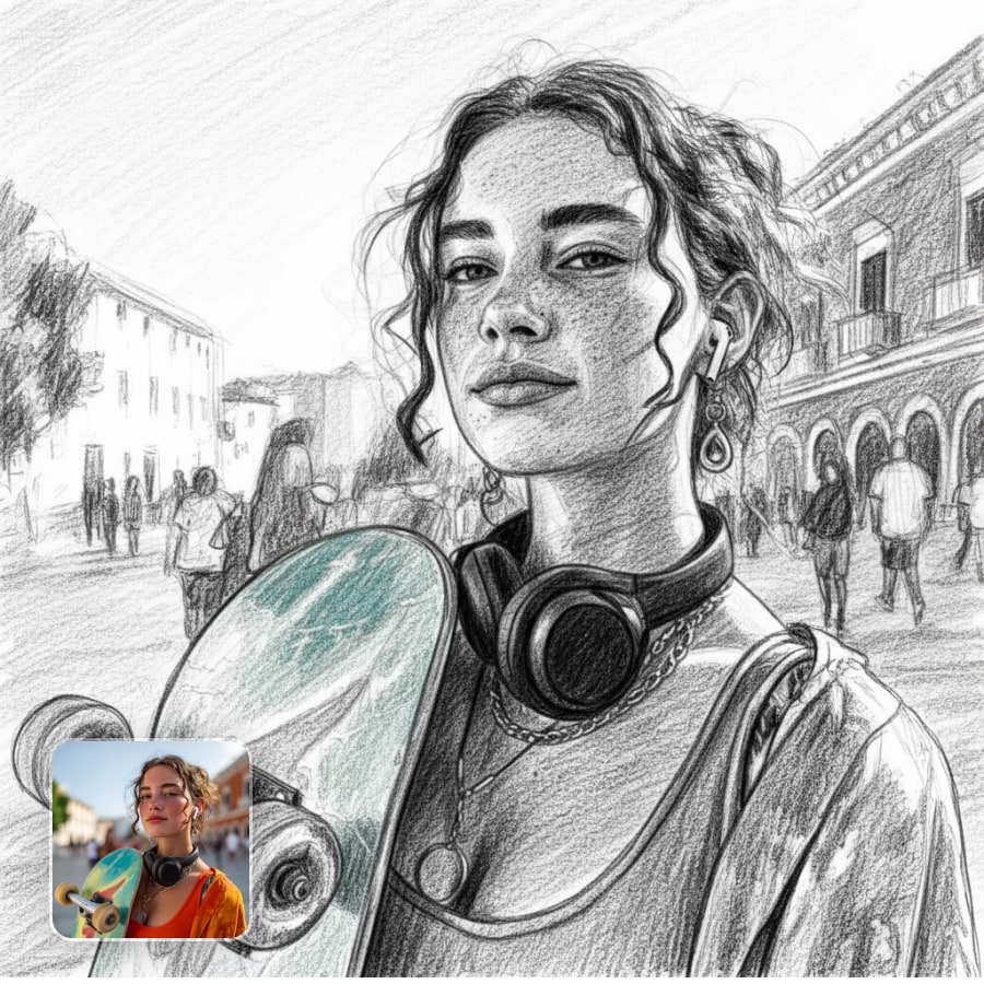 Image to sketch painting example