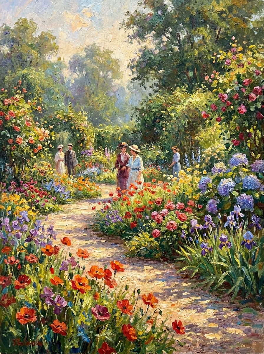 Impressionist Garden Scene