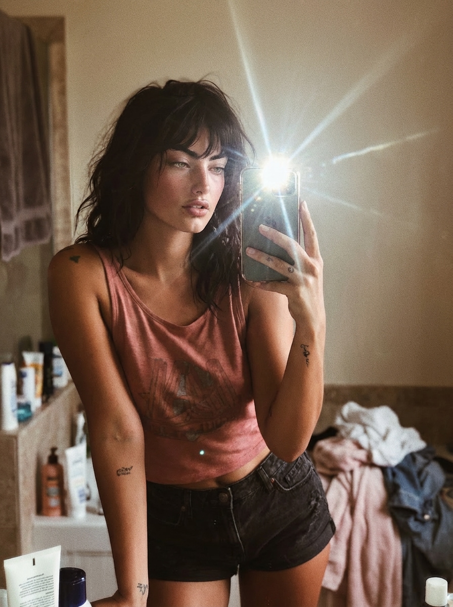 Mirror Selfie Flash Aesthetic