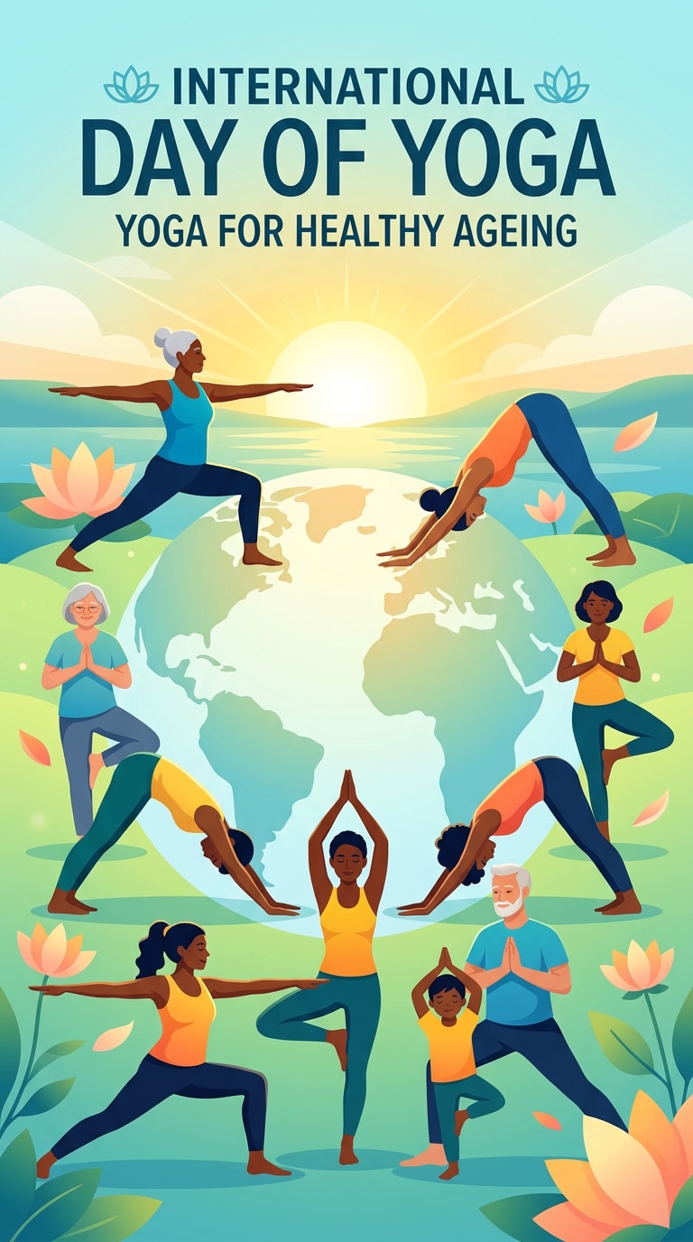 School International Yoga Day poster AI prompt