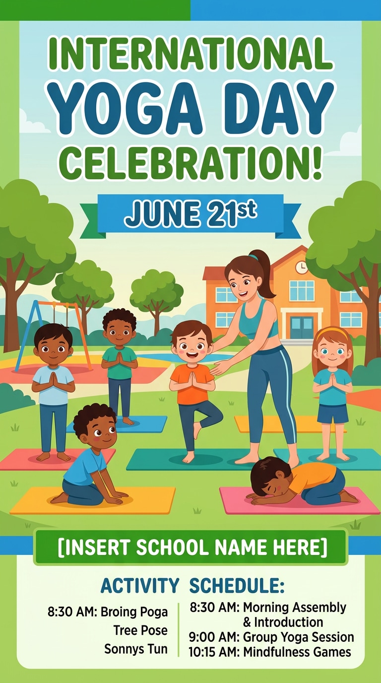 Chair yoga poster prompt for Yoga Day 2026