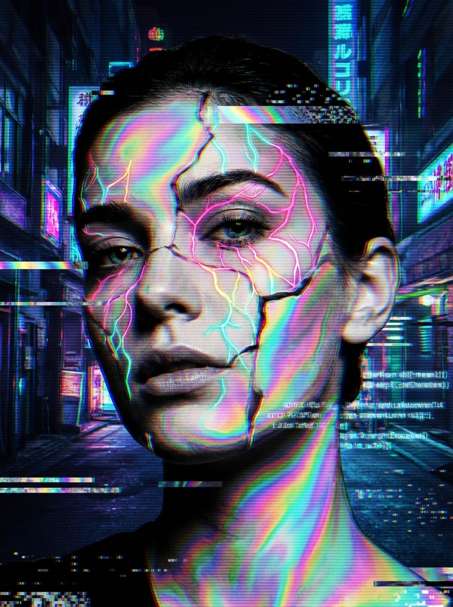 Iridescent Glitch Portrait