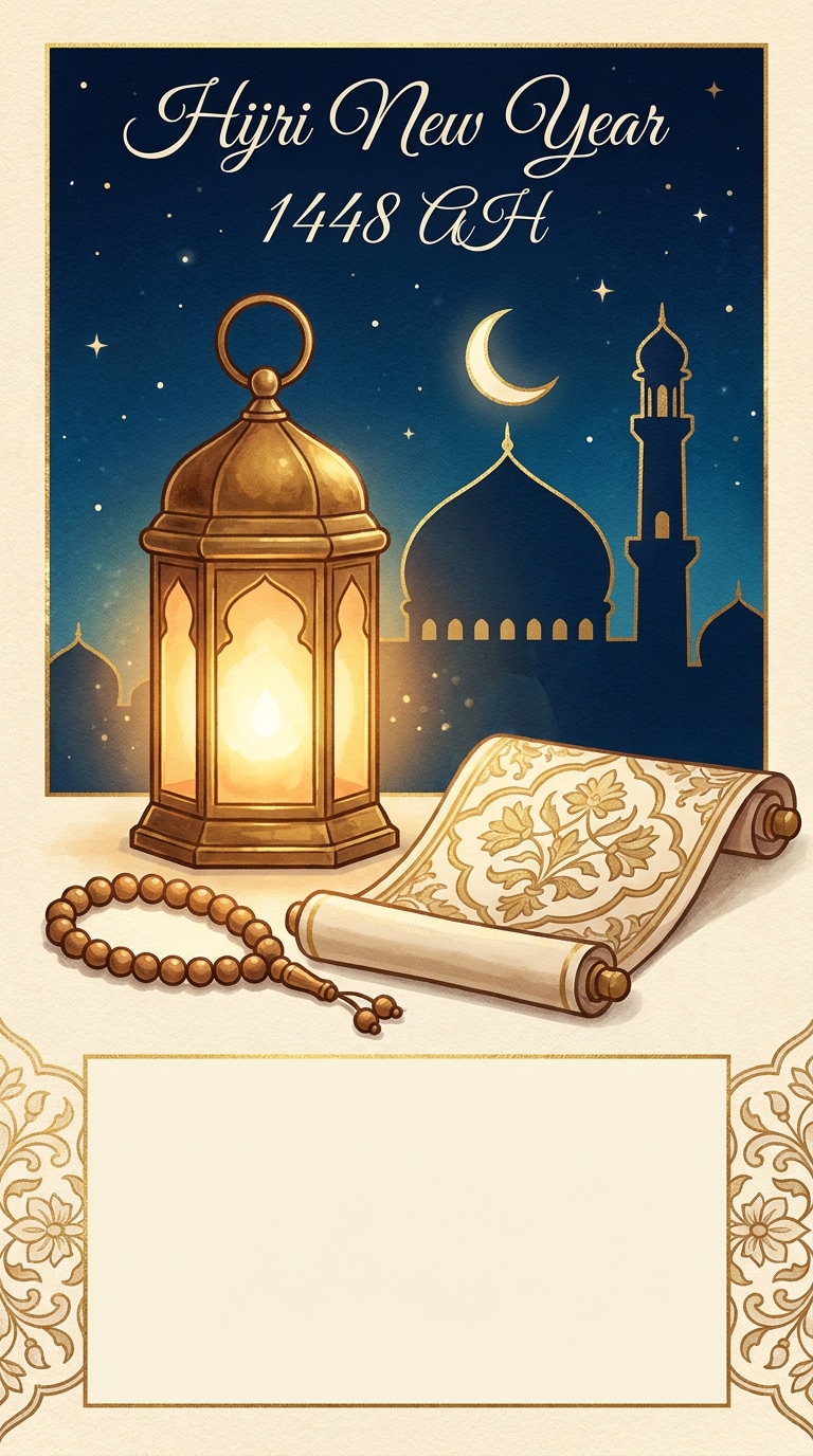 Islamic New Year Arabic-style calligraphy prompt