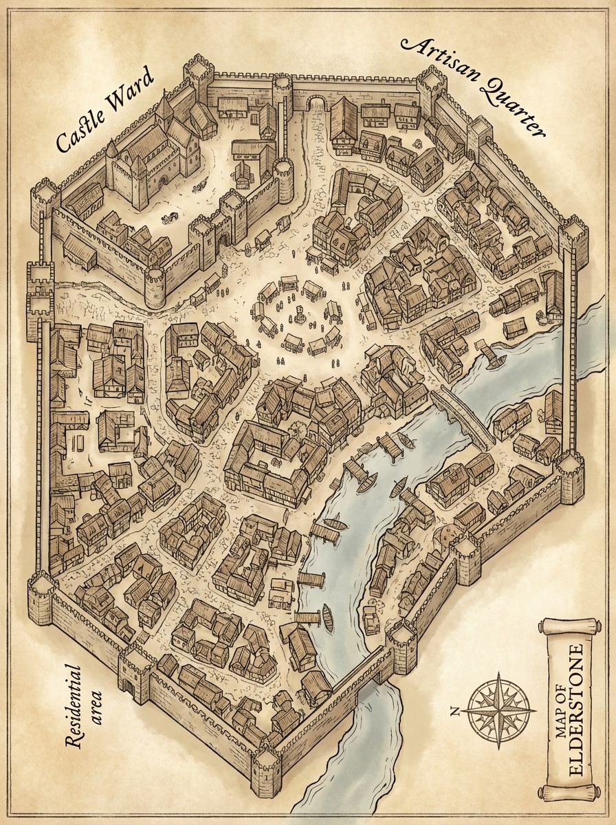Isometric Medieval Town Map