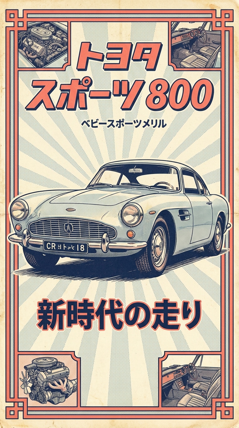 1980s Showa-Era Advertisement - Vintage Japanese Racing Poster risograph style
