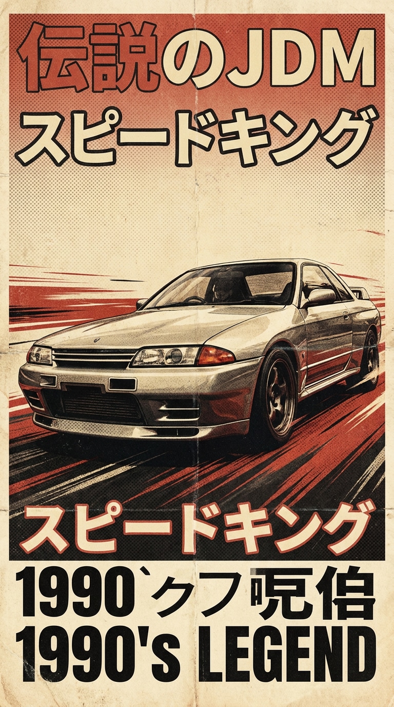 1990s JDM Classic - Vintage Japanese Racing Poster low angle composition