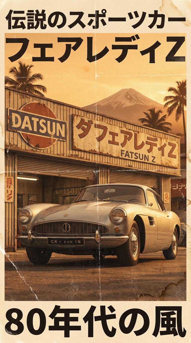 Retro Garage Golden Hour - Vintage Japanese Racing Poster sunset aesthetic