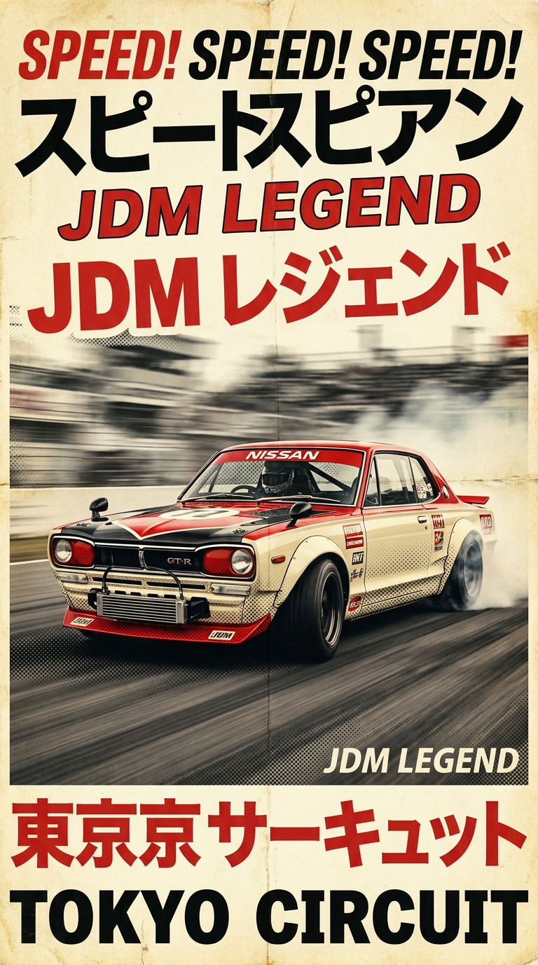 Circuit Speed Action - Vintage Japanese Racing Poster motion blur racing