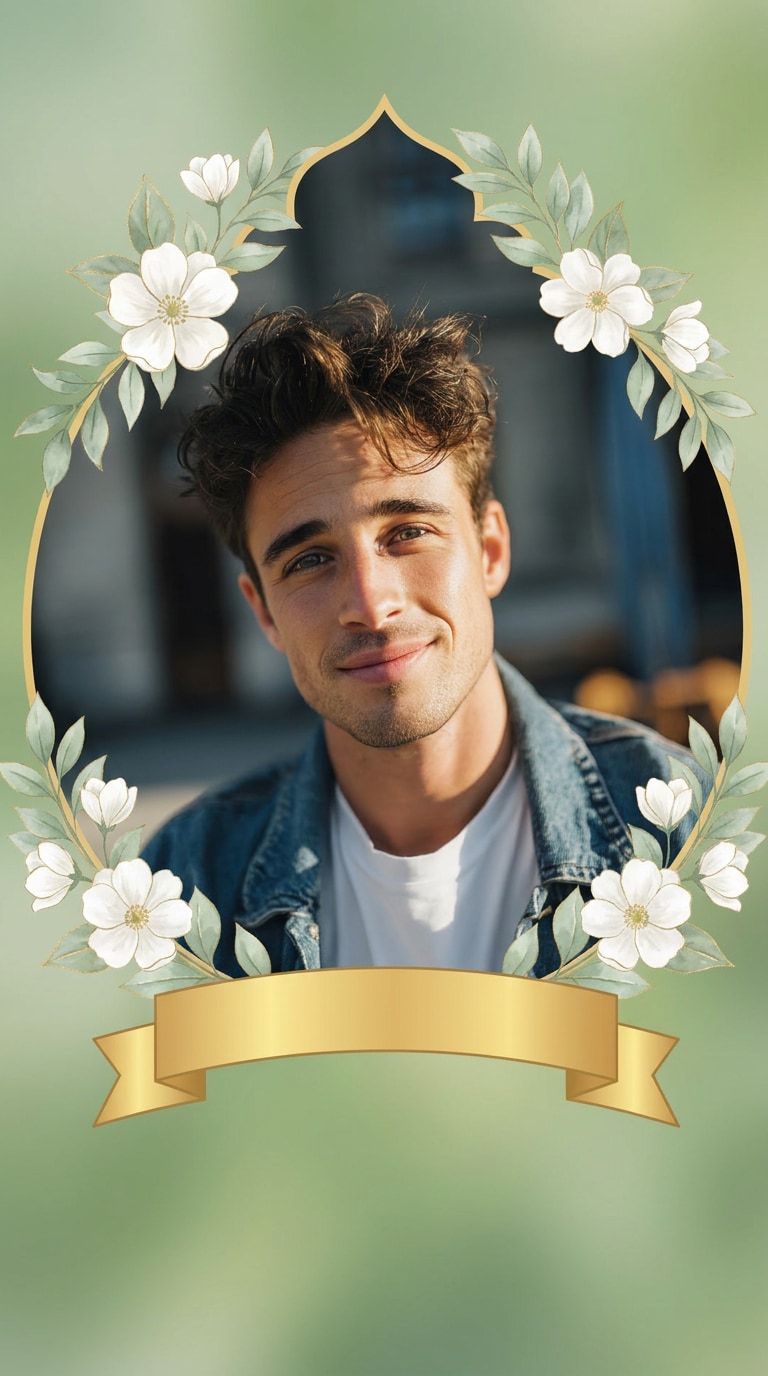 Jumma Mubarak floral profile frame prompt