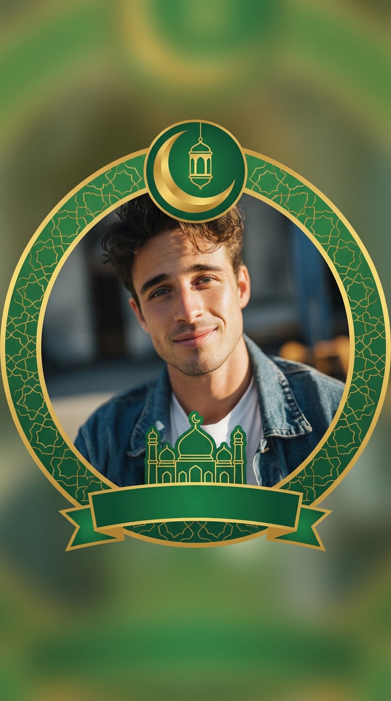 Green gold Jummah Mubarak avatar prompt