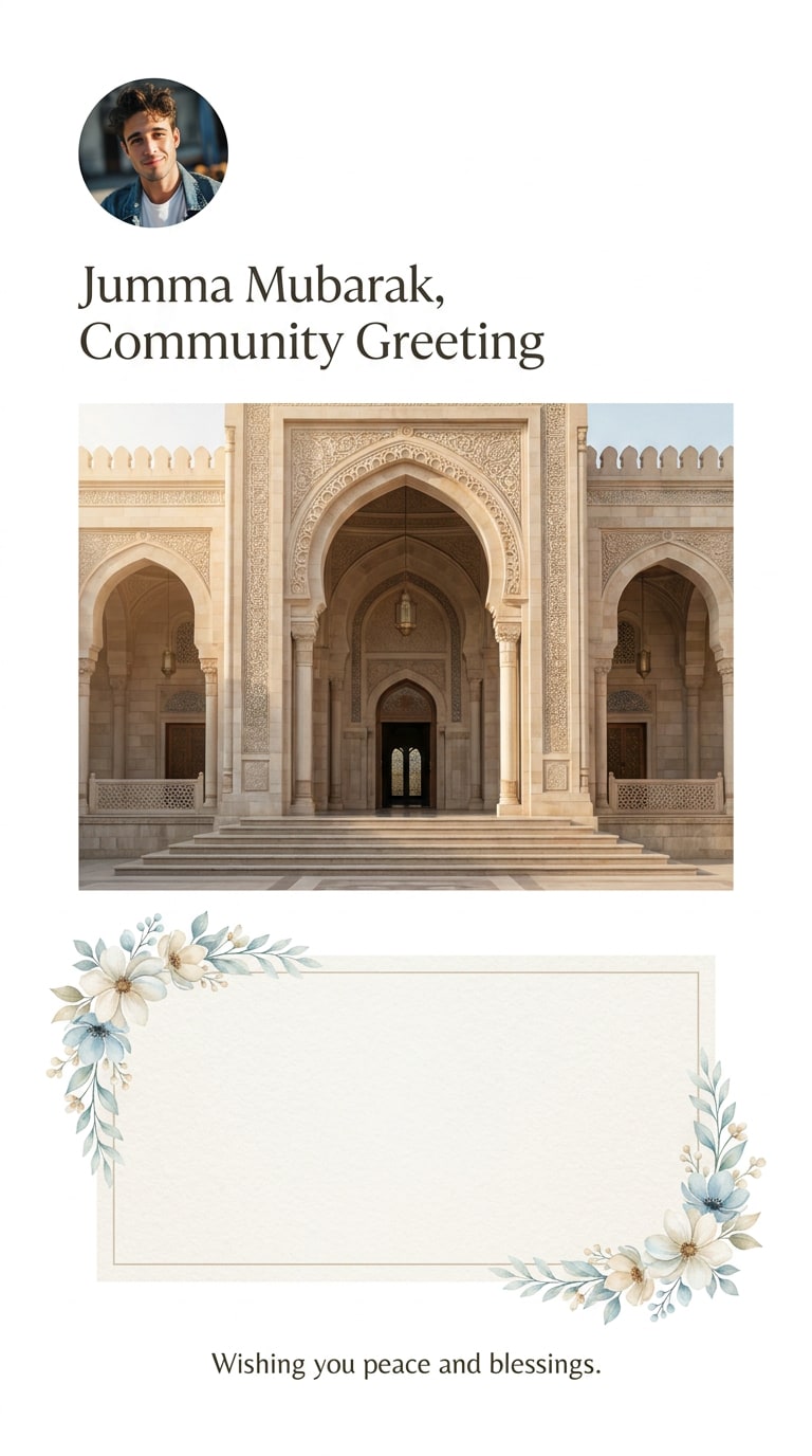 Jumma Mubarak community greeting post prompt