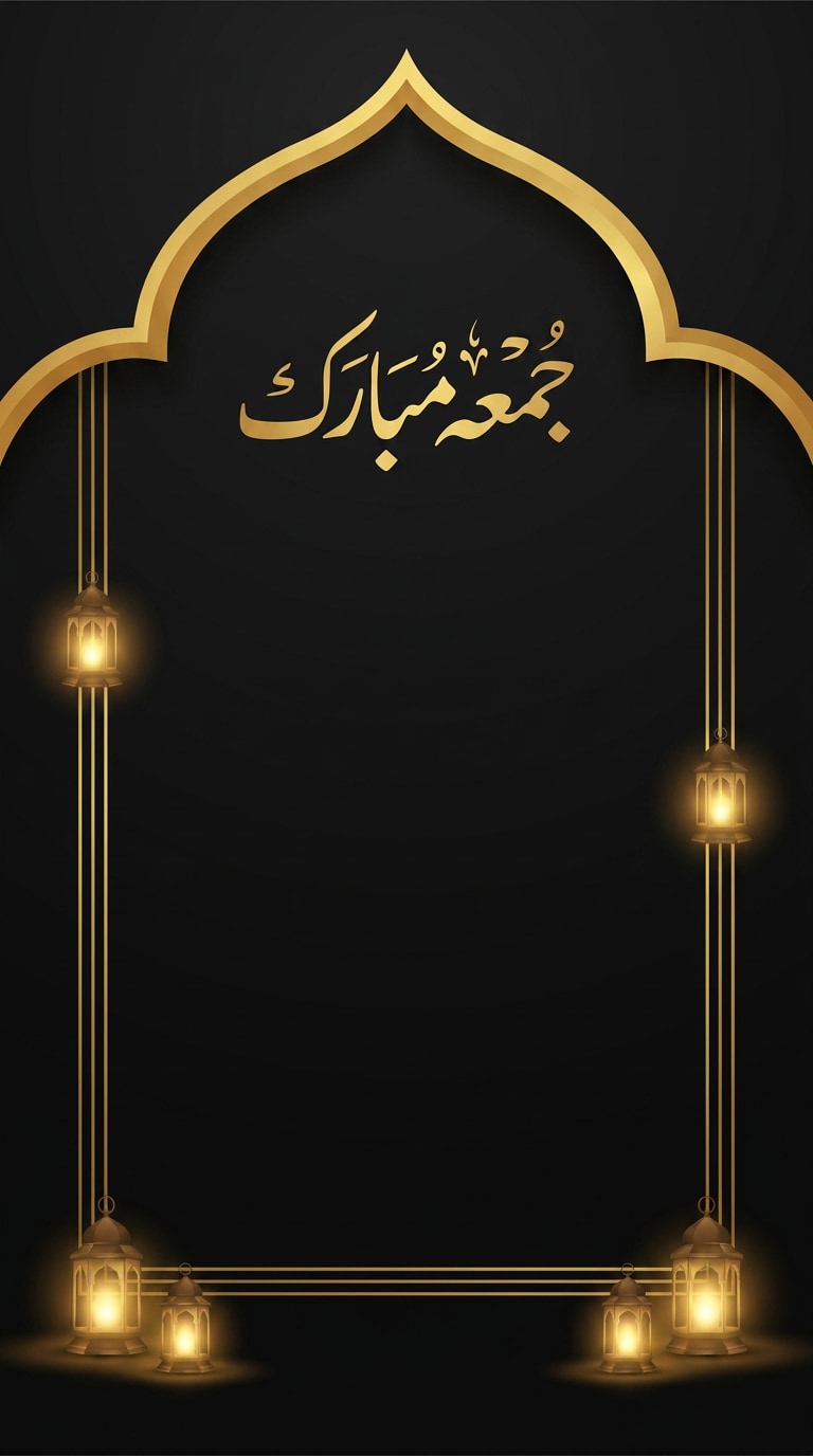 Black gold Jummah Mubarak calligraphy prompt