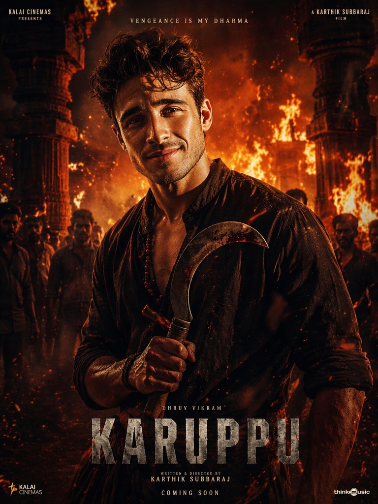 Sword of Justice Style Karuppu movie poster prompt