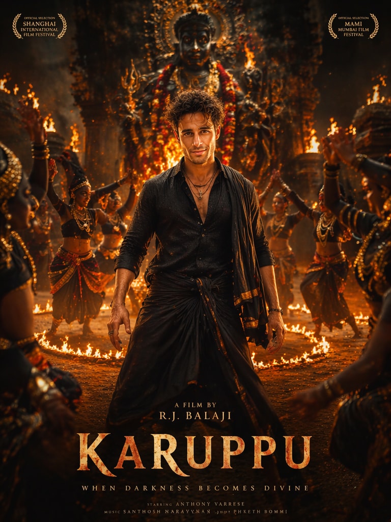 Sacred Fire Ritual Style Karuppu AI prompt