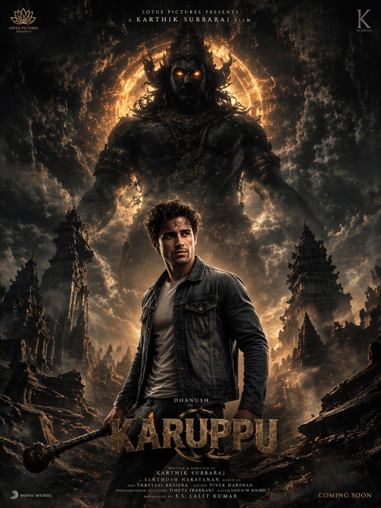 Hero vs Divine Shadow Style Karuppu movie AI prompt