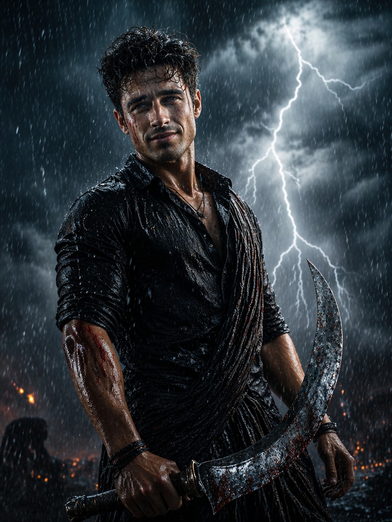 Dark Storm Warrior Style Karuppu movie AI prompt