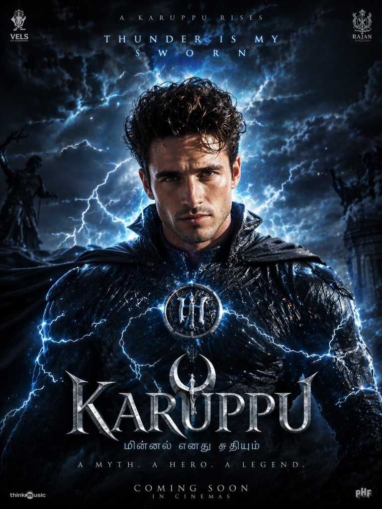 Thunder God Transformation Style Karuppu AI prompt