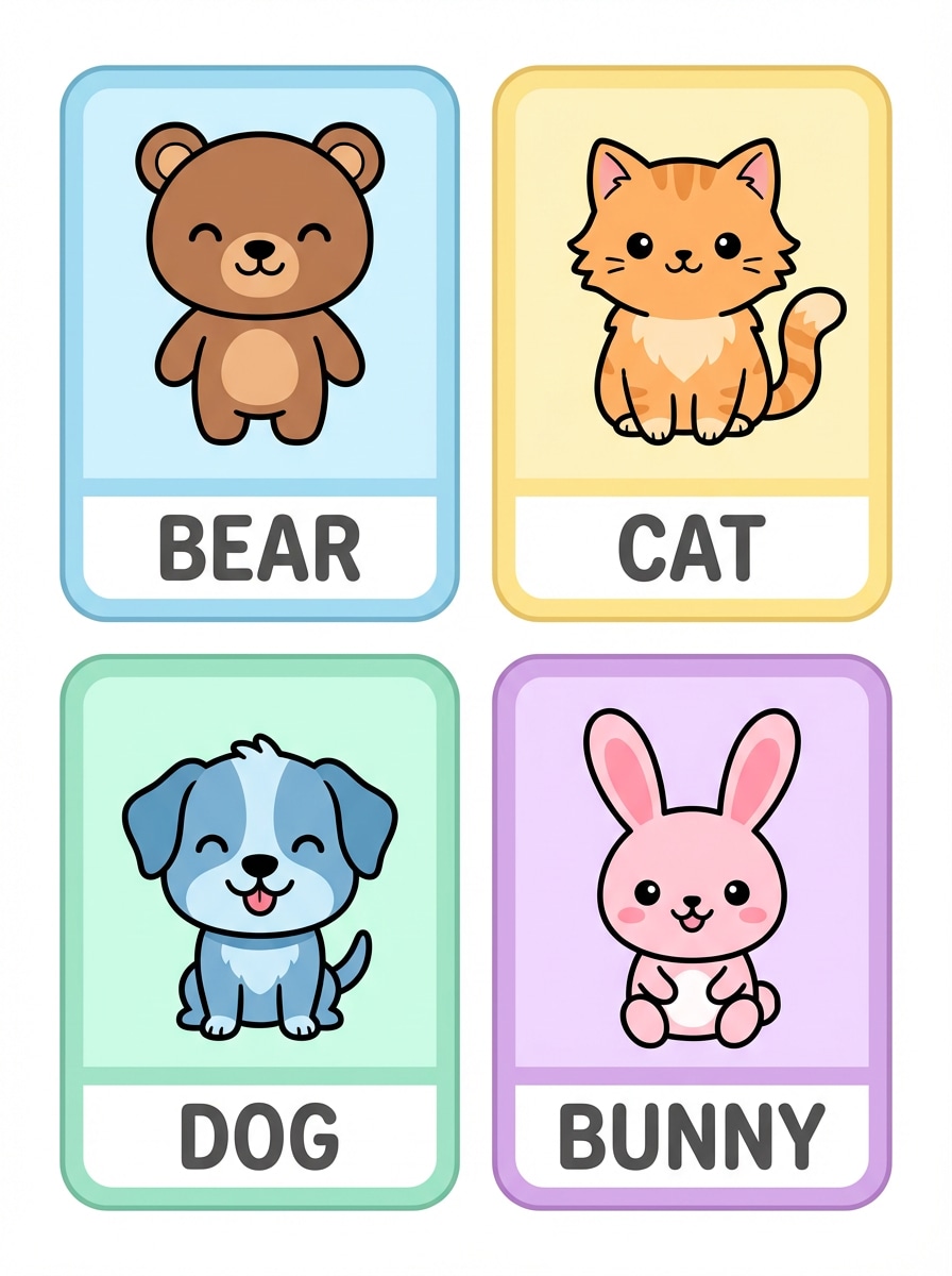 Kawaii Animal Picture Flashcards