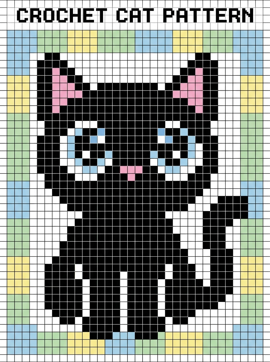 Kawaii Cat Pixel Tapestry