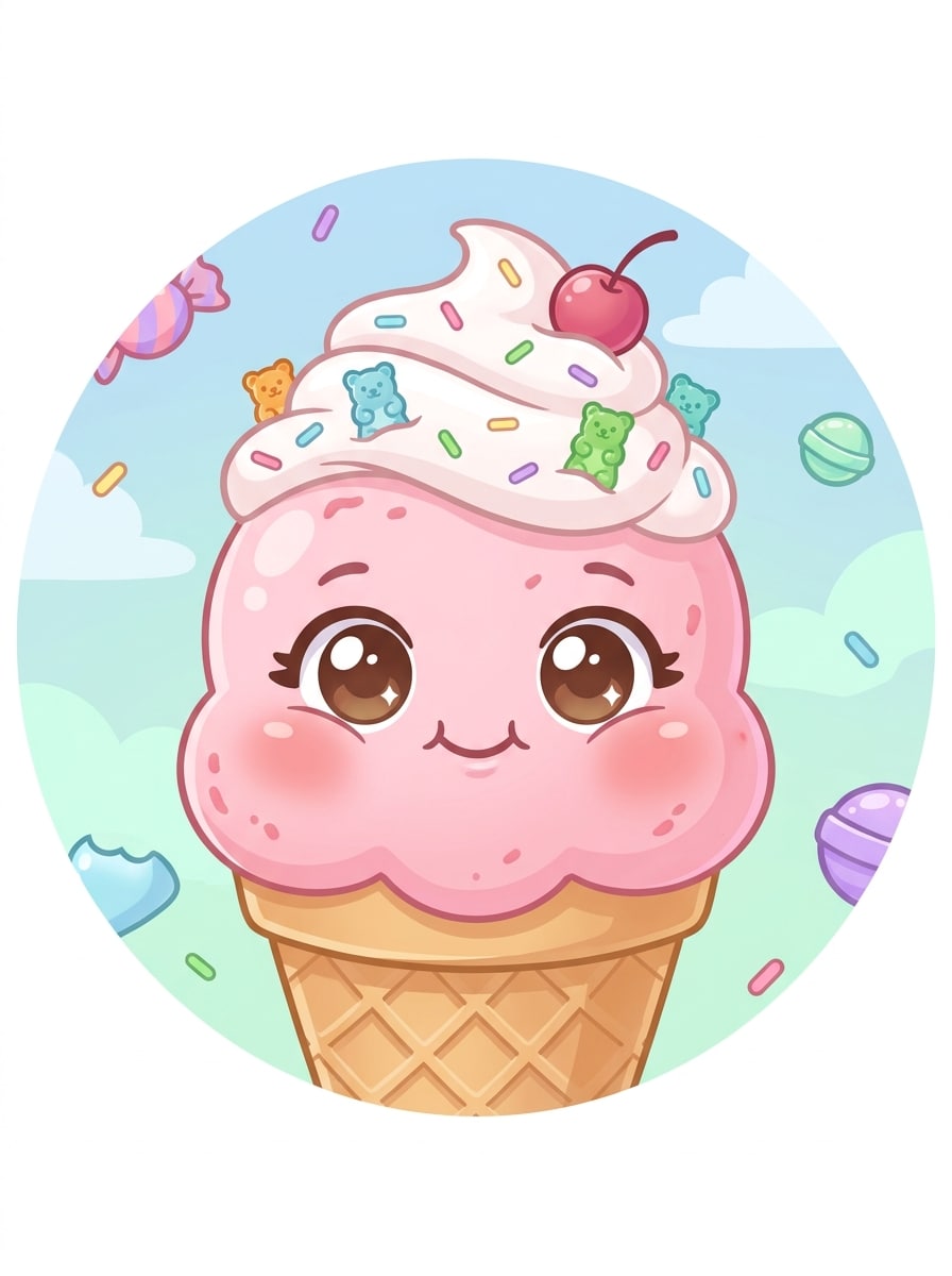 Kawaii Ice Cream Character