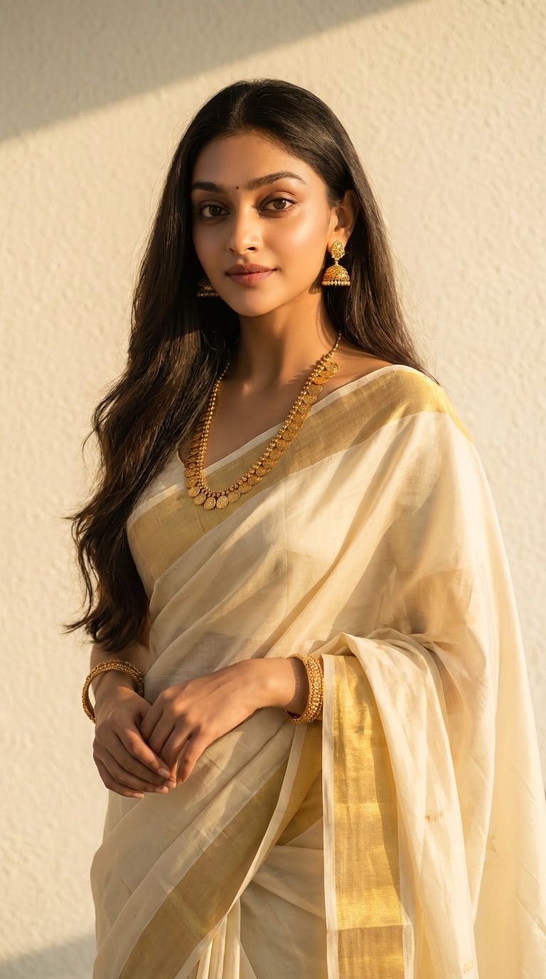Editorial Kerala Saree Fashion AI Prompt